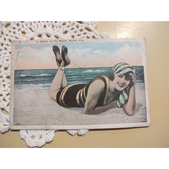 Vintage Other - RARE Miami Florida 1926 Vintage Postcard A Pebble On The Beach FL 20's 1920's